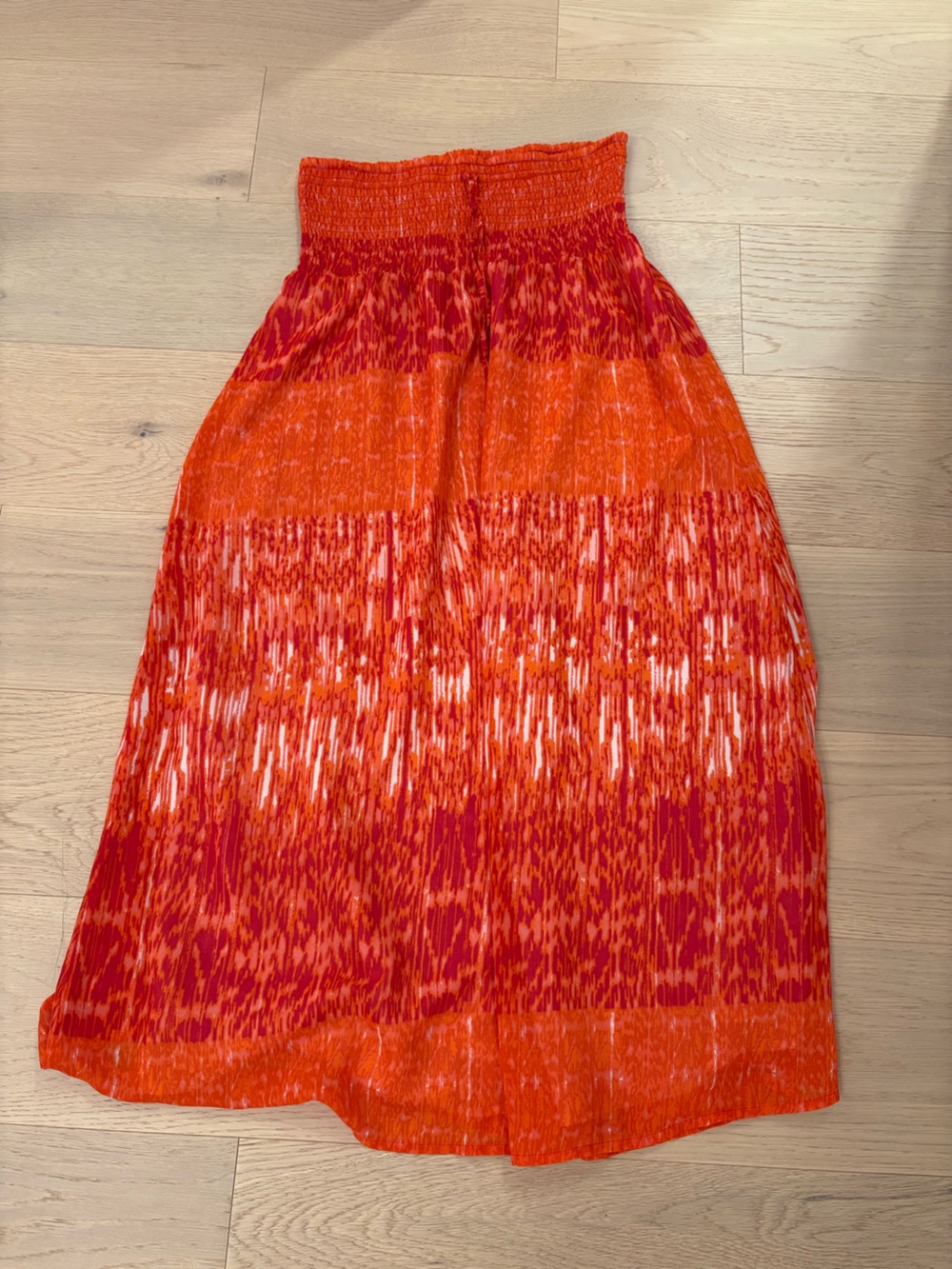 Calvin Klein Red and Orange Printed Maxi Skirt